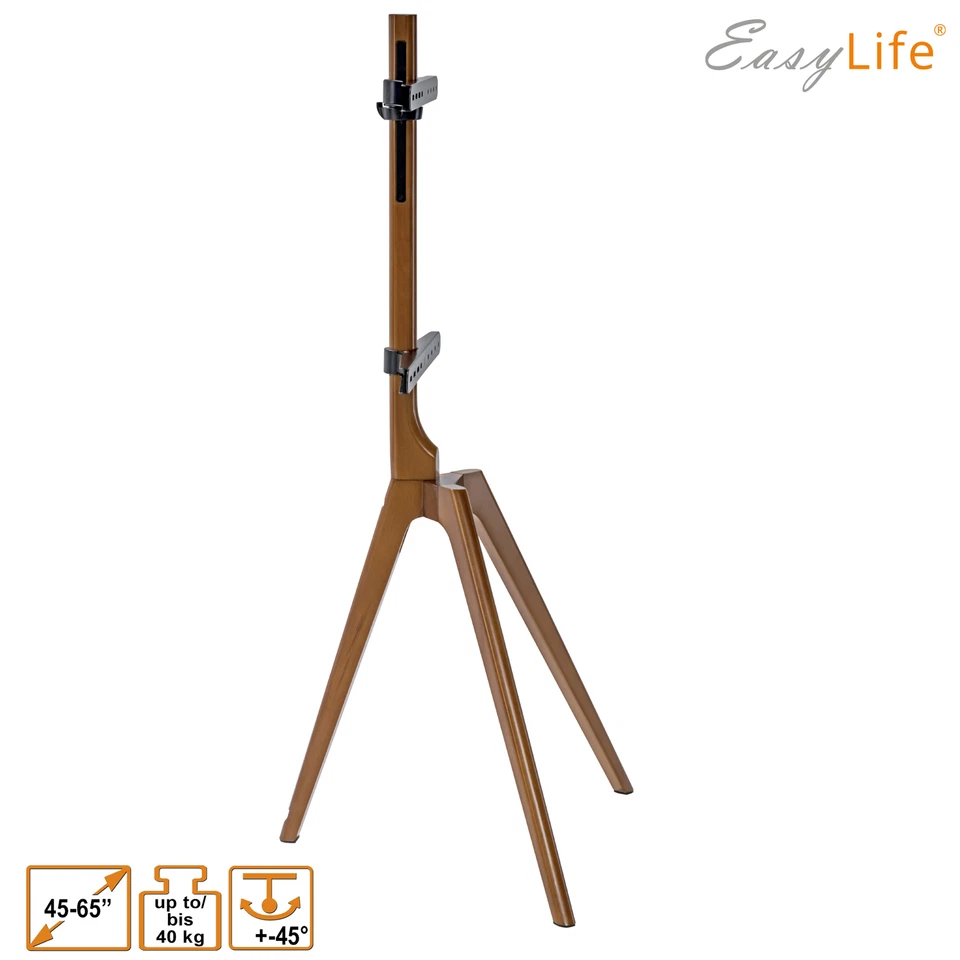 EasyLife Tripod Holz TV-Stativ 45-65", Schwenkbar & Höhenverstellbar in Nussbaum - Bild 3 von 4