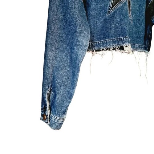 Jean Atelier Size Small Toni Crop Star Denim Jacket Distressed - Picture 6 of 9