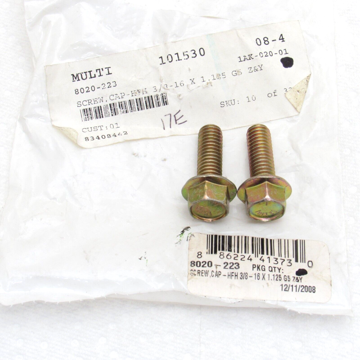 Arctic Cat Snowmobile OEM 3/8-16x1.125 HFH Cap Screws 8020-223 Set