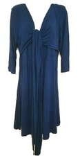 PoP & Vine Women Size L Fit & Flare Stretched Navy Blue Mini Dress Crew Neck