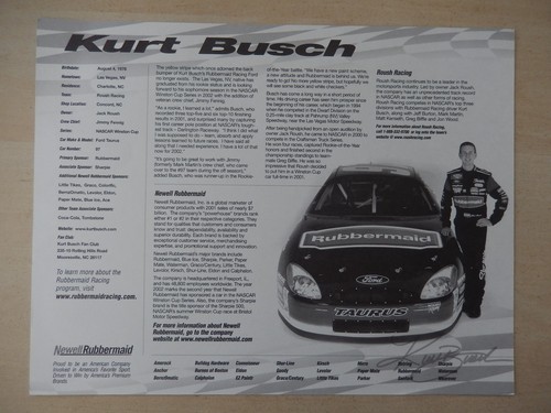 Kurt Busch Autographed 8 1/2" X 11" Racing Slick Photograph - Picture 3 of 3