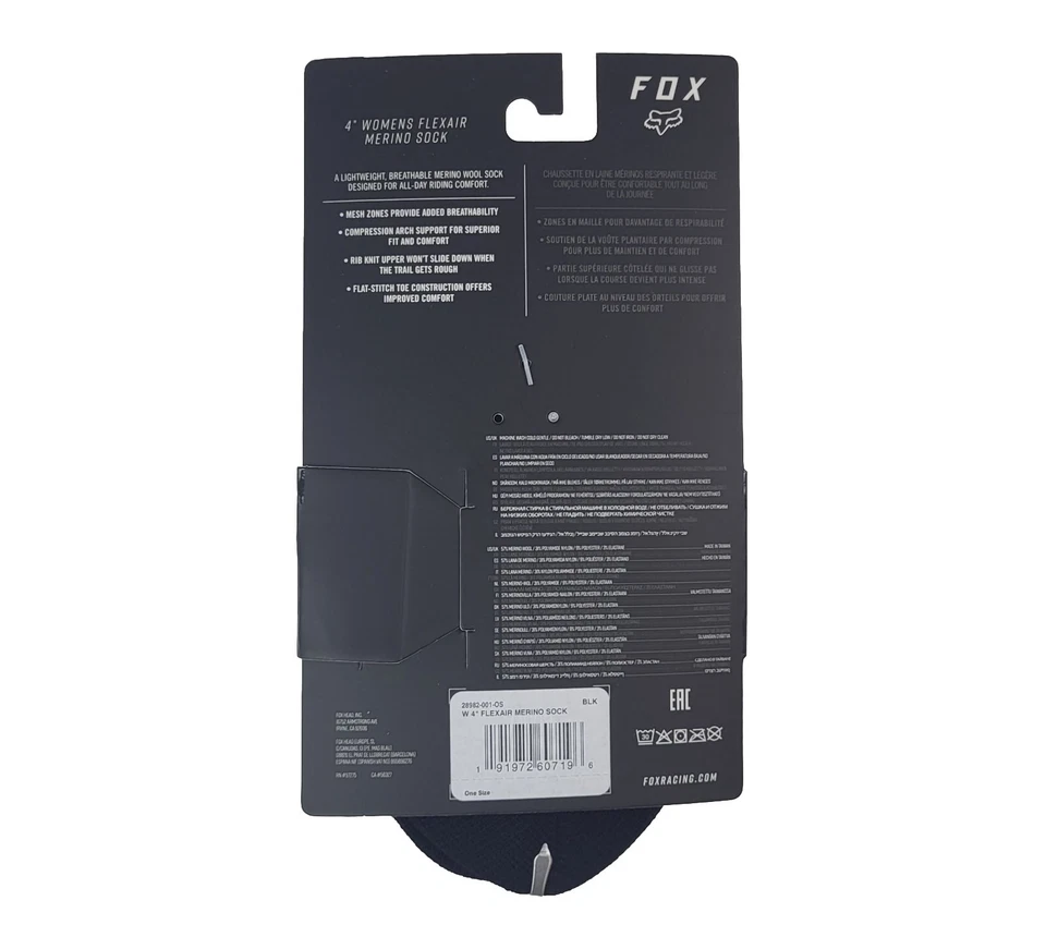 Fox Racing 4" Mujer Flexair Merino Calcetines Negros MTB Bicicleta de Montaña Ciclismo Foto 3 de 3