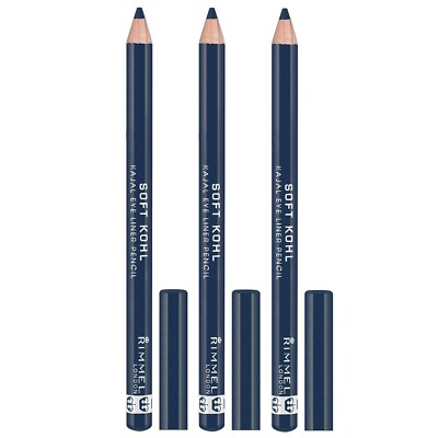 3  RIMMEL LONDON Soft Kohl Kajal Eye Liner Pencil  Denim Blue Lot 3 Sealed