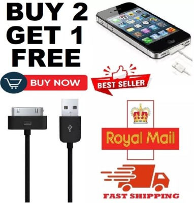 Black - USB Data Sync Charger Cable Wire Lead For Apple iPhone 3gs 4 4g 4s UZ078