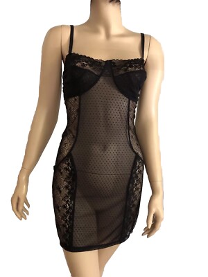 Sheer And Lace Dress Black See -Through Mini Negligee Bustier Lingerie | eBay Sheer And Lace Dress Black See -Through Mini Negligee Bustier Lingerie | eBay