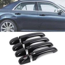 4pcs Black Exterior Door Handles Decor Shell Cover Trim For Chrysler 300 2011+