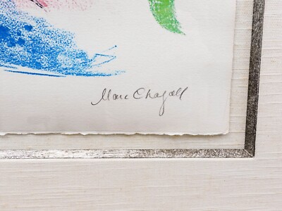 Chagall、LES AMOUREUX、海外版超希少レゾネ、新品額付 Marc Chagall (1887-1985) Signed Les Amoureux Au Soleil Rouge