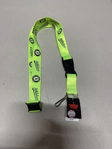 Oakland Athletics Lanyard Neon Yellow With Detachable Key Chain-Free Shipping - Picture 3 of 5