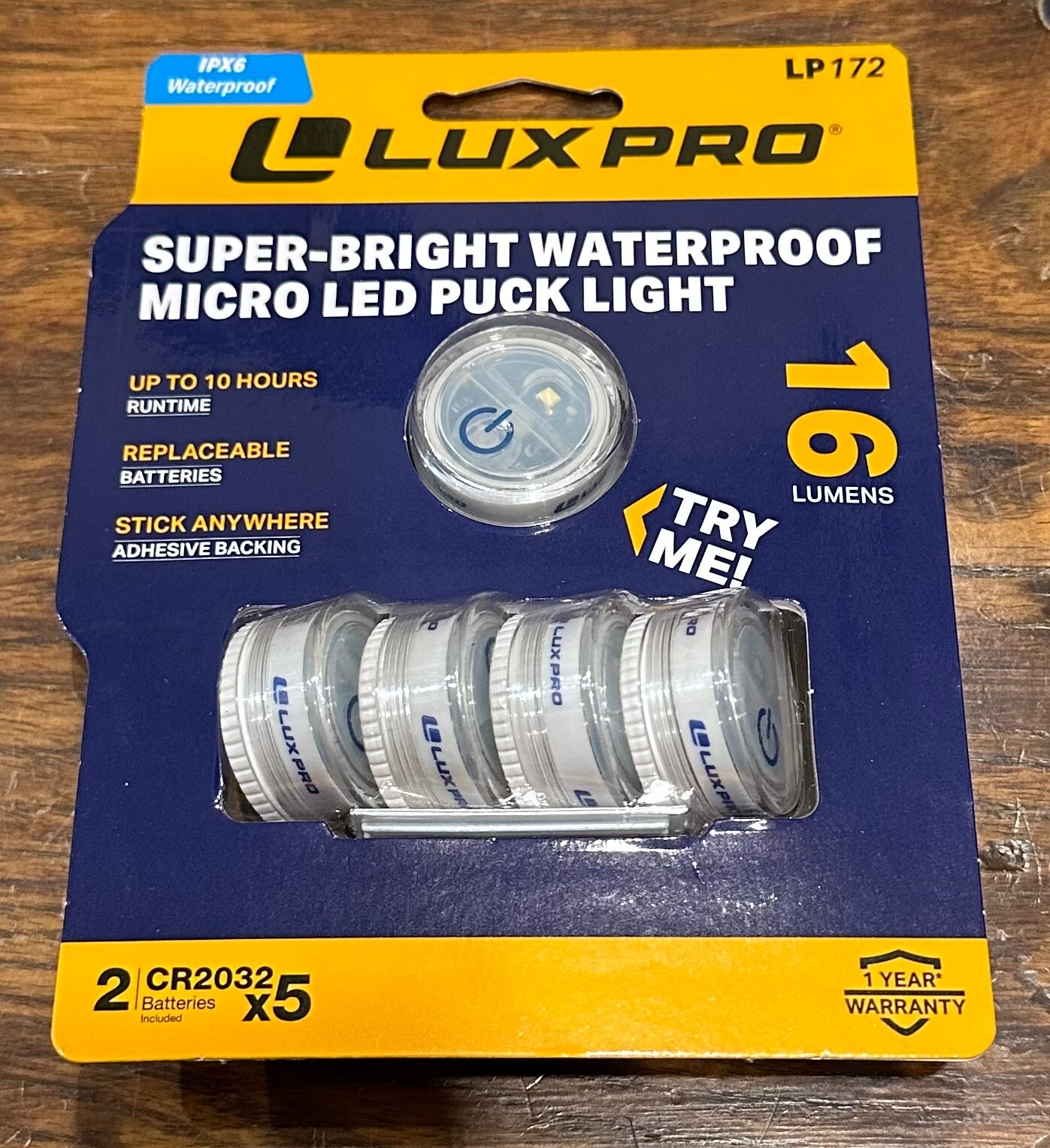 Carton of 40 New LUXPRO Waterproof Micro LED Puck Lights - Adhesive