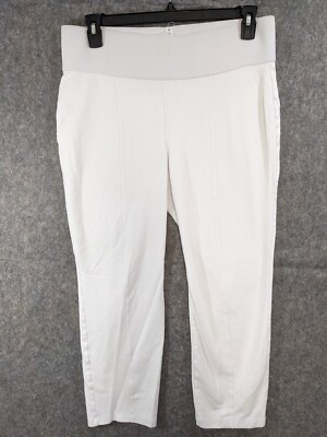 Nygard Slims Pants Womens 1X White Knit Elastic Waist Front Leg