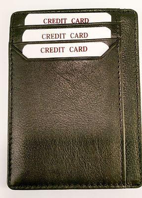 Premium quality Nappa BLACK leather front pocket mini wallet - RFID protected