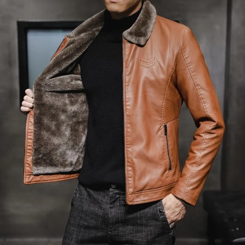 Neu Herren Lederjacke Herbst und Winter Reverskragen mittleres Alter und älter - Bild 18 von 27