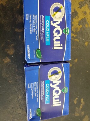 Lot of 2 Vicks NyQuil Cold & Flu, Nighttime Relief, 8 LiquiCaps, Exp: 5/23