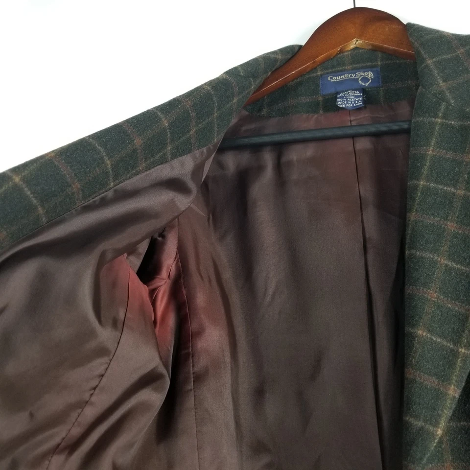 Blazer Country Shop Feminino Tamanho 10 Verde Xadrez Lã Cashmere Mescla Forrada Jaqueta - Imagem 4 de 4