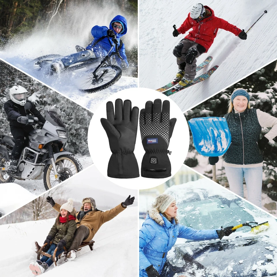 BRUBAKER Beheizbare Ski Snowboard Winter Handschuhe Wasserdicht Akku Temp Regler - Bild 4 von 4