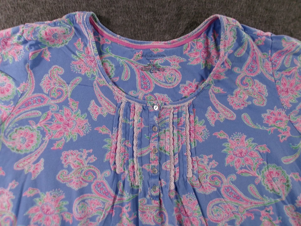 Top Croft Barrow Mujer 3X Púrpura Plisado Babero Playa Costal Causal Salón Foto 2 de 4