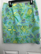 Vintage Lilly Pulitzer Multicolor Tropical Pineapples Palm Tree Lined Skirt Sz 4
