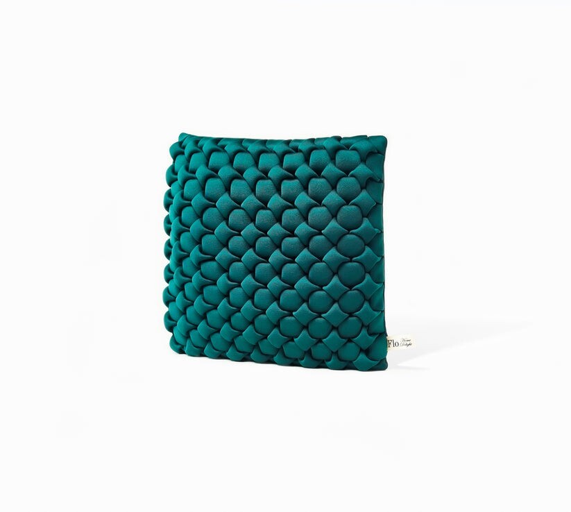 Coussin carré Flo Home Delight 40x40 cm velours Néosmock vert pétrole