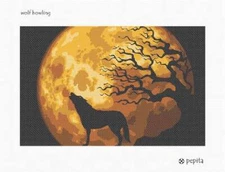 Wolf Howling Needlepoint Kit or Canvas