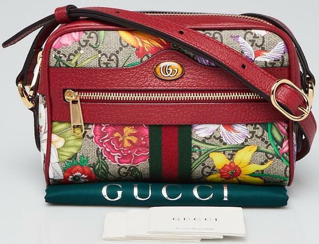 GUCCI Ophidia mini leather-trimmed printed coated-canvas shoulder bag