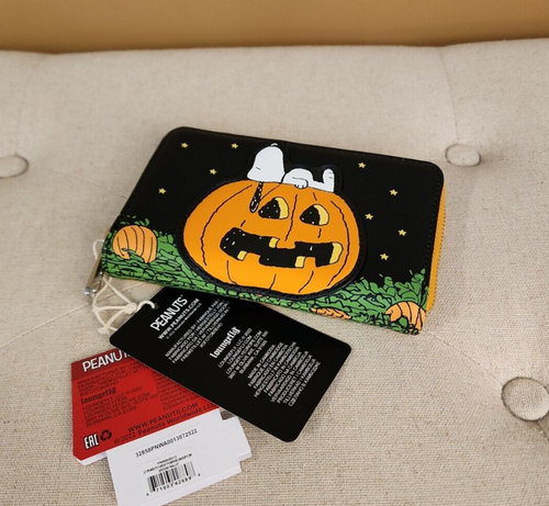 Loungefly Peanuts Snoopy der große Kürbis Halloween GID Geldbörse mit umlaufendem Reißverschluss NEU - Bild 8 von 13