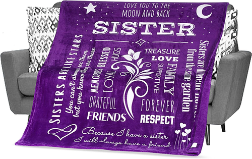 Sisters Gifts from Sister Blanket, Mothers Day, Birthday Presents, Throw 60X50 I