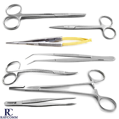 Medical First Aid Operating Stitch Scissors Dressing Adson Toothed Tweezers Set