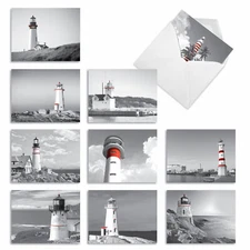 10 Assorted All Occasion Blank Note Cards with Envelopes - RED BEACONS M1707BN