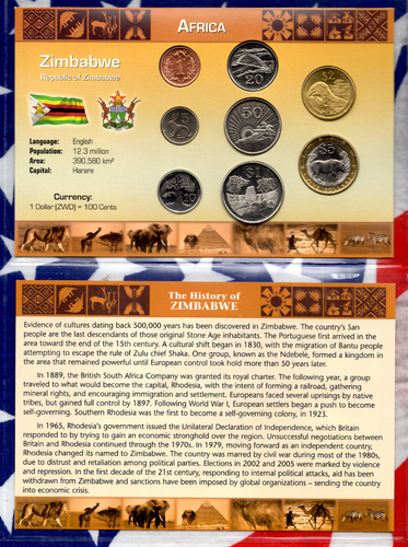 Littleton World Coin Set Zimbabwe UNC 1997-2002 $2 2001 $1, $5 2002