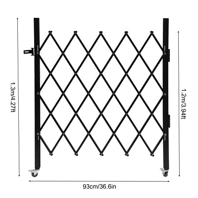 Single Folding Rolling Security Gate 120 × 93 cm Black Scissor Gate with Padlock