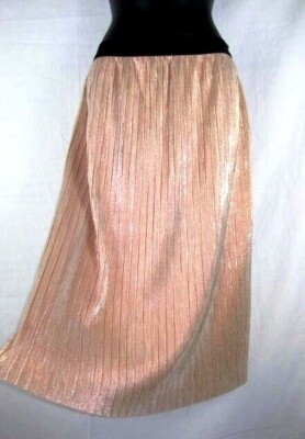 Elaine Rose Womens Metallic Skirt Size 2 Copper Orange Mid Calf Pleated Straight