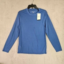 Perry Ellis Portfolio Jersey T-Shirt Mens Small Long-Sleeve Pajama Stretch Blue