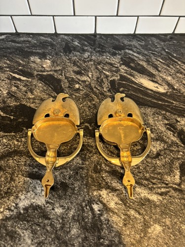 Lot Of 2 Vtg Brass Metal Patriotic American Eagle Door Knocker 8” Tall 4” Wide - Picture 4 of 8