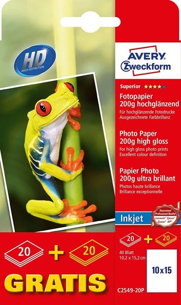 Avery Zweckform Inkjet-Fotopapier Everyday, 10 X 15 Cm 1 Bis 20X Spare Bis 55%-image