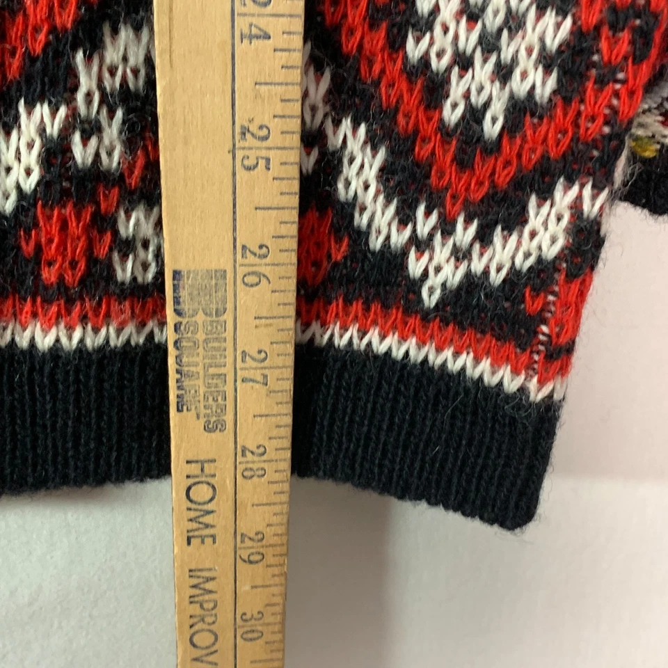 Nordstrikk sz Med шерсти кардиган Норвегии красный черный белый узор металлические застежки винтажный - Изображение 4 из 4