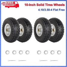 10 Inch 4.10/3.50-4 Flat Free Tire  Wheel for Garden Wagon Hand Truck Trolley