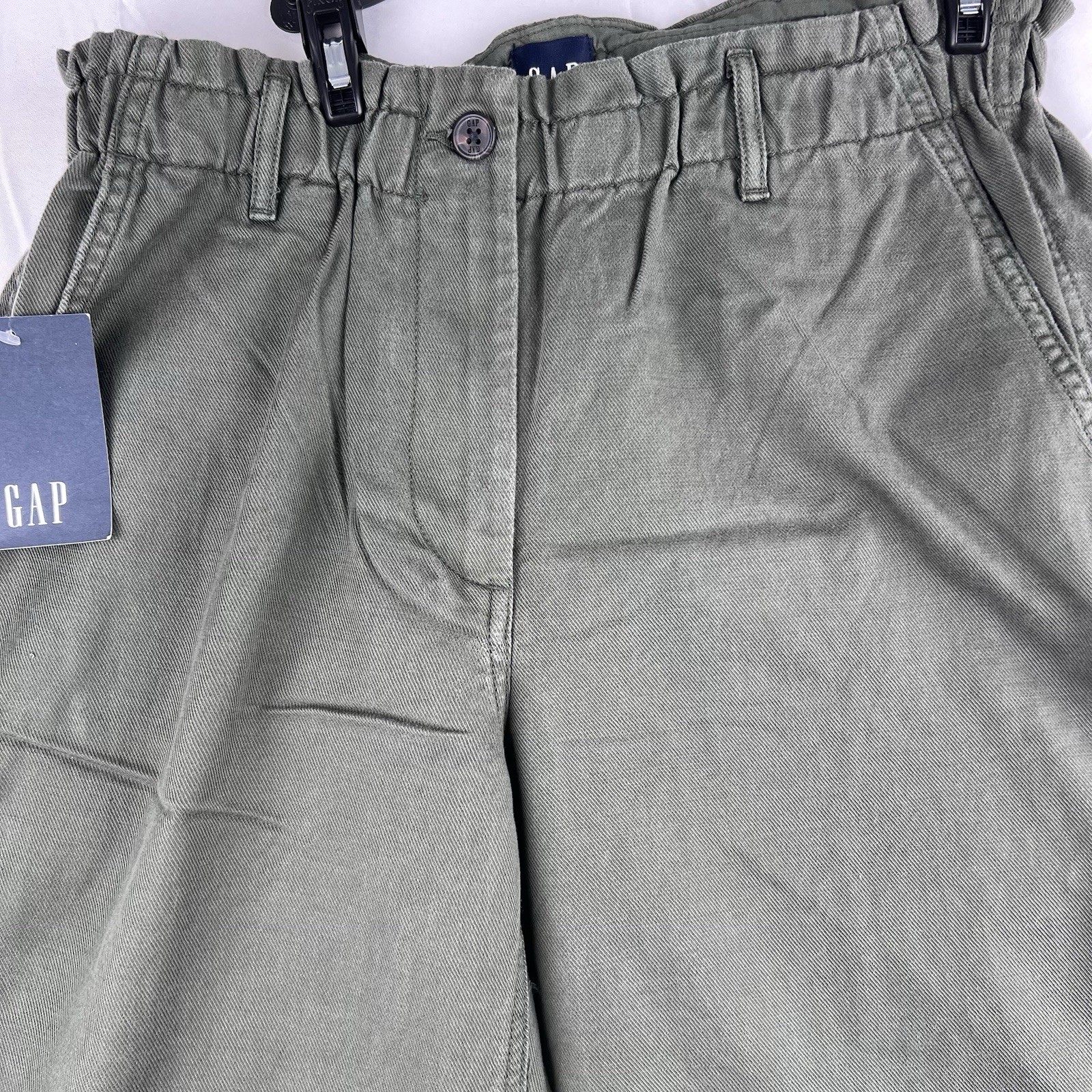 GAP Easy Twill Pants Green Size M Elastic Waist Relaxed Fit New image 9