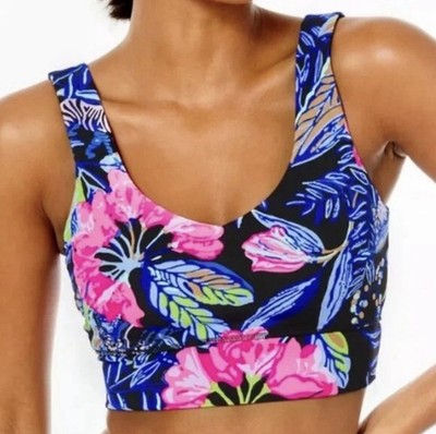 Lilly Pulitzer San Remo Sports Bra Size XL Onyx Earned Striped UPF 50 NWOT