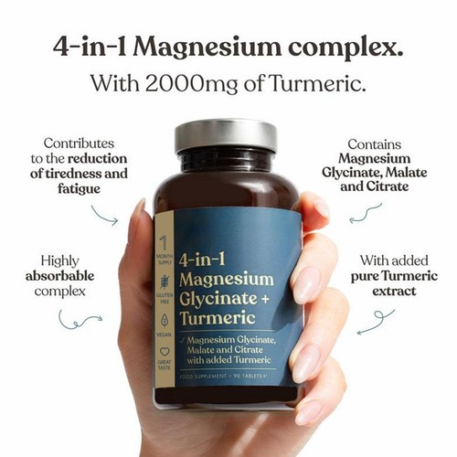 Magnesium Glycinate + Turmeric 4in1 Complex Tablets | Triple-Strength Magnesiu m - Picture 12 of 13