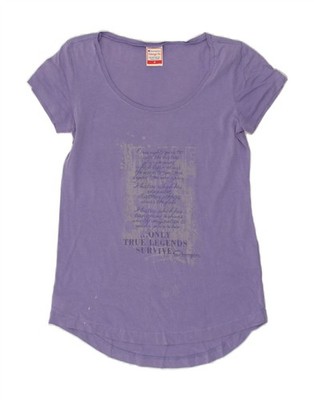 Champion Damen Heritage Fit Grafik T-Shirt Oberteil Medium Lila Baumwolle AX38