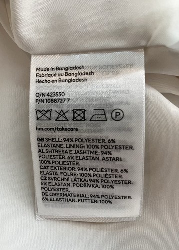 H&M Oversized Boyfriend Fit White Blazer Women’s Size L NWT - Picture 7 of 8