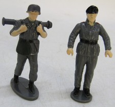 Vintage 2" Plastic World War II Gray German Figures on Base. Set of 2.