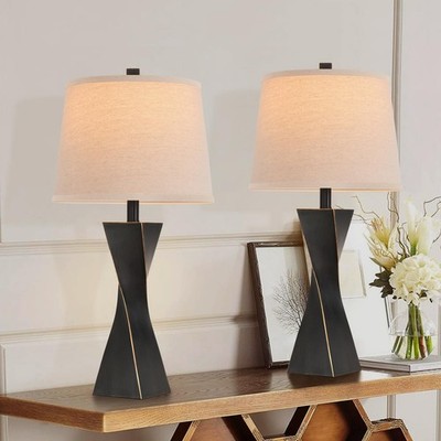 Bedside Lamps Set of 2 Unique Modern Vintage Table Lamp Rustic Farmhouse Desk...