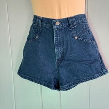 Bonjour Vintage 90s High Waisted Dark Wash Denim Western Mom Shorts Womens 4