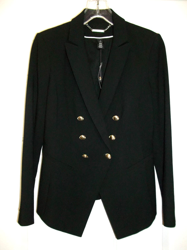 WHBM NWT Classy & Elegant LS DB Trophy Jacket Blazer Black Sz 4 Orig Price $160