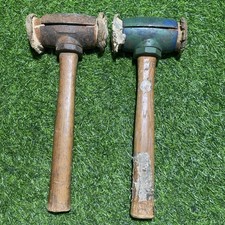 Vintage Garland Saco Maine No. 4 Rawhide Mallet Hammers (2) USA