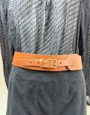 LOFT Saddle Brown Leather 2" Wide BELT Sz L w/ELASTIC Equestrian 49.5" Long