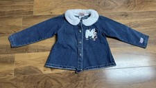 Vintage Minnie Mouse Toddler Girls Denim Jacket Fur Collar Size 4T Flower Button