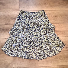 Flowy Black Brown Blue Floral Layered Lined Skirt 10 Fairy Grunge Boho Feminine