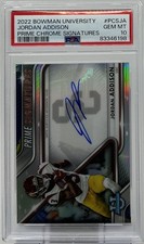Jordan Addison Rookie Auto PSA 10-2022 Bowman U. Chrome ‘Prime’ /50 Vikings, USC